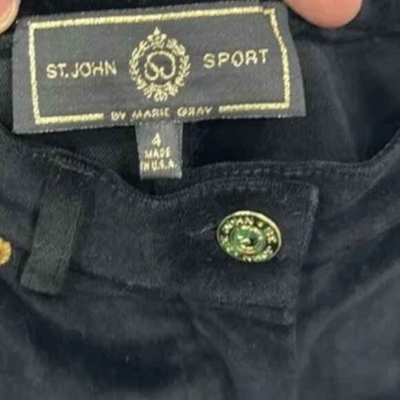 St. John Sport by Marie Gray black straight leg velvet pants size 4 - Picture 4 of 4